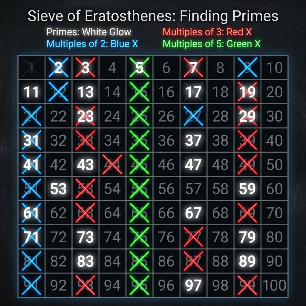 Sieve of Eratosthenes visualization